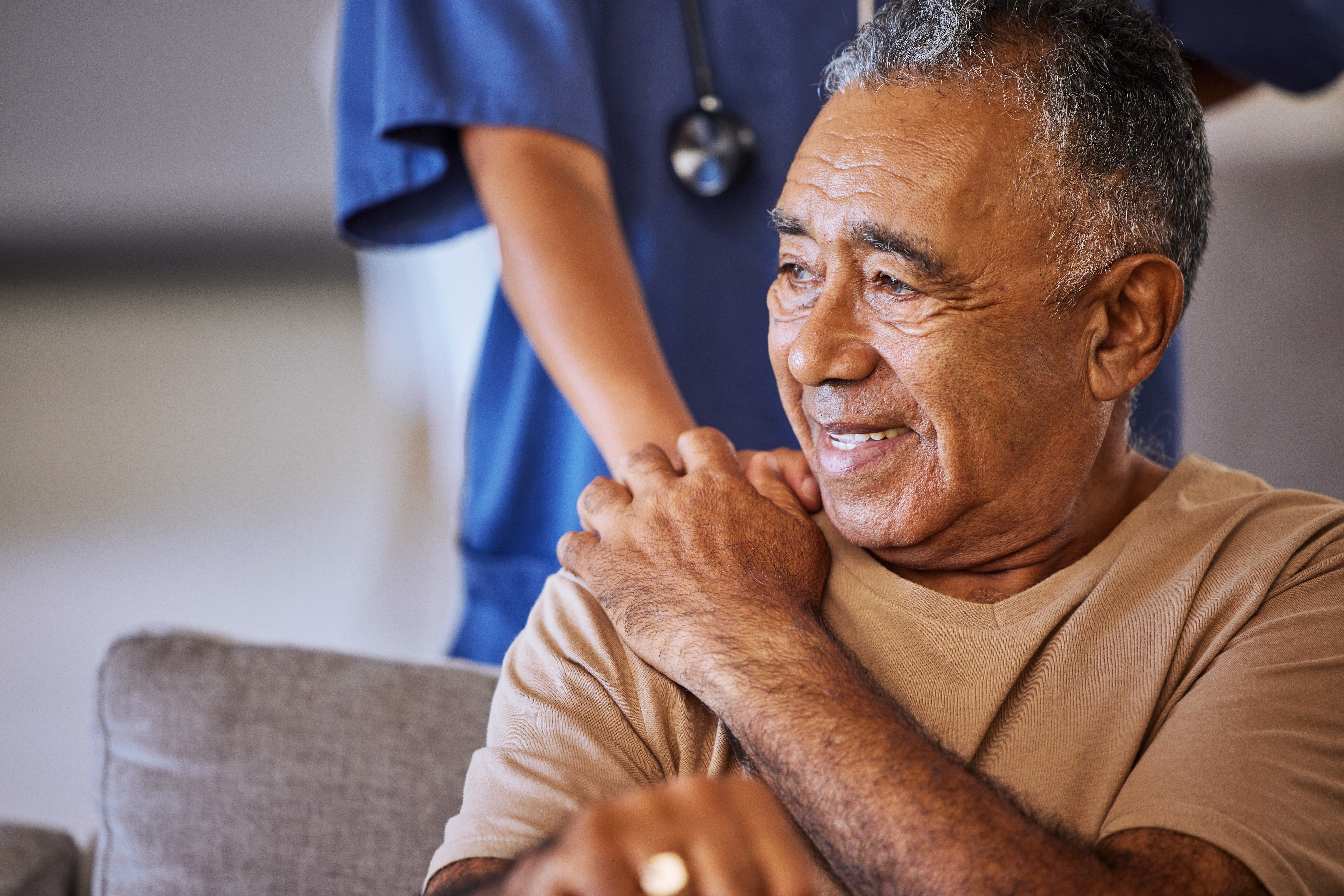 compassionate nurse with patient